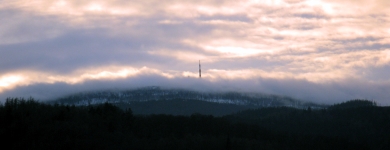 Blick auf den Brocken am Morgen