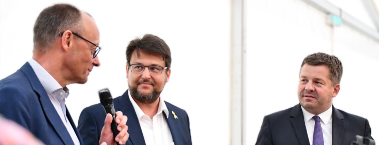 Friedrich Merz, Tobias Krull und Sven Schulze (v.l.n.r.)