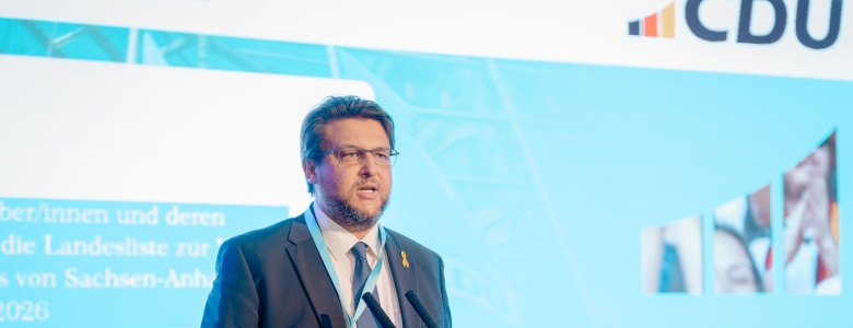 Tobias Krull bei seiner Bewerbungsrede auf der Landesvertreterversammlung (Foto Steffen Böttcher)